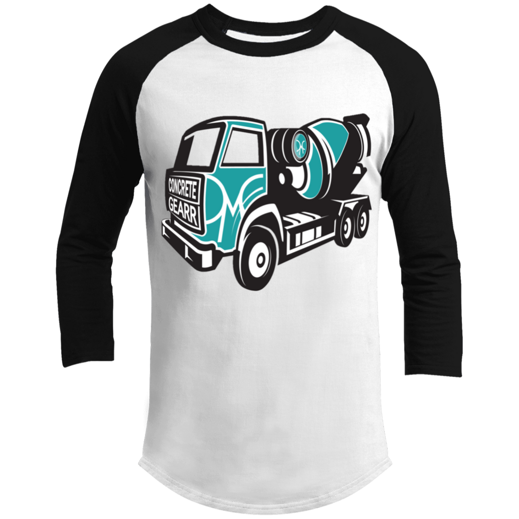 Concrete Truck 3/4 Black & Teal Sleeve Shirt