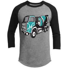 Load image into Gallery viewer, Concrete Truck 3/4 Black &amp; Teal Sleeve Shirt
